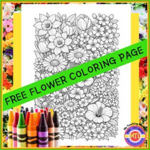 Floral Meadow Mindfulness Coloring Page - Stress Relief Art - Nature Theme
